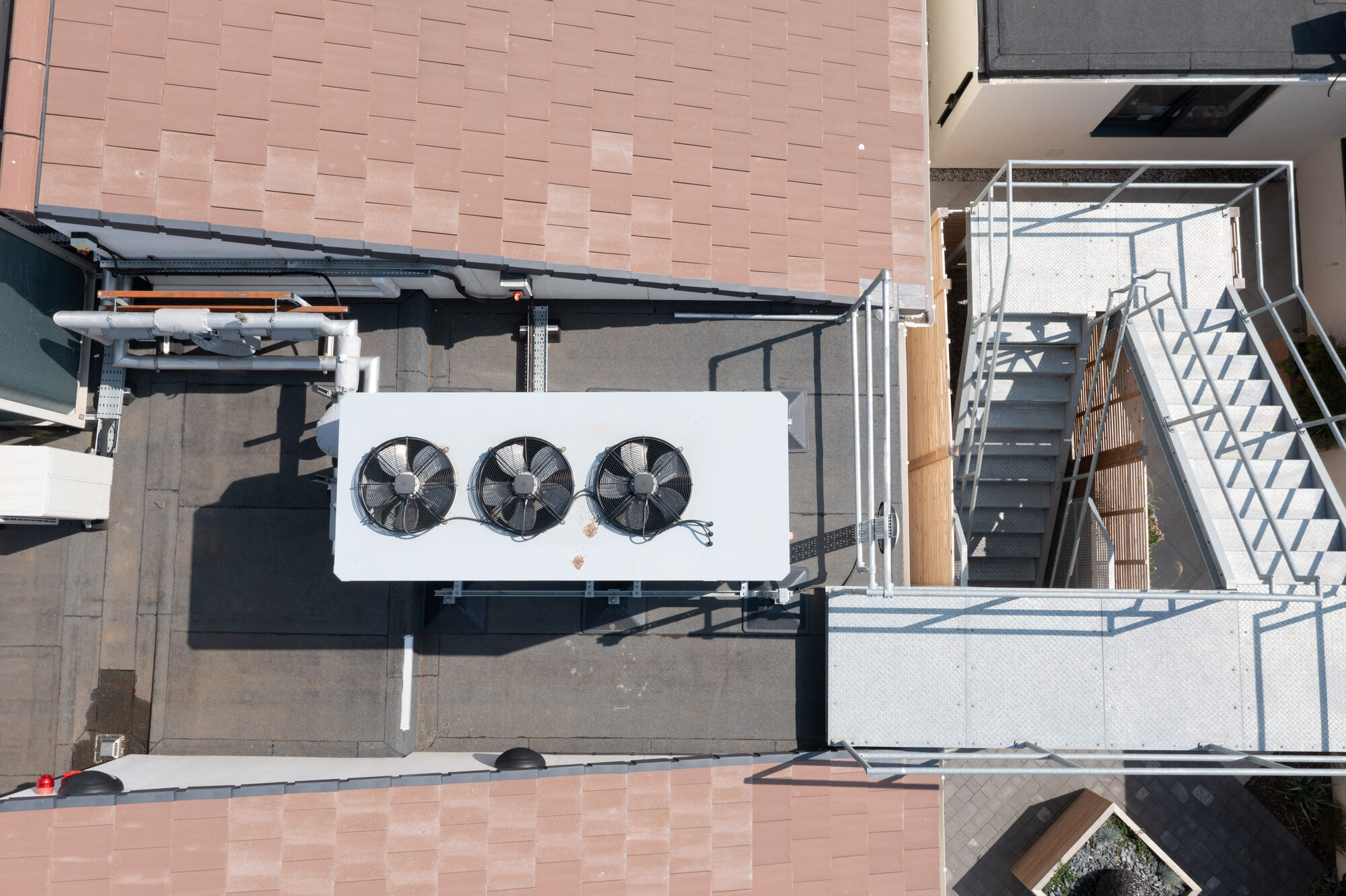 Aerial view of Duchy Hospital roof during survey