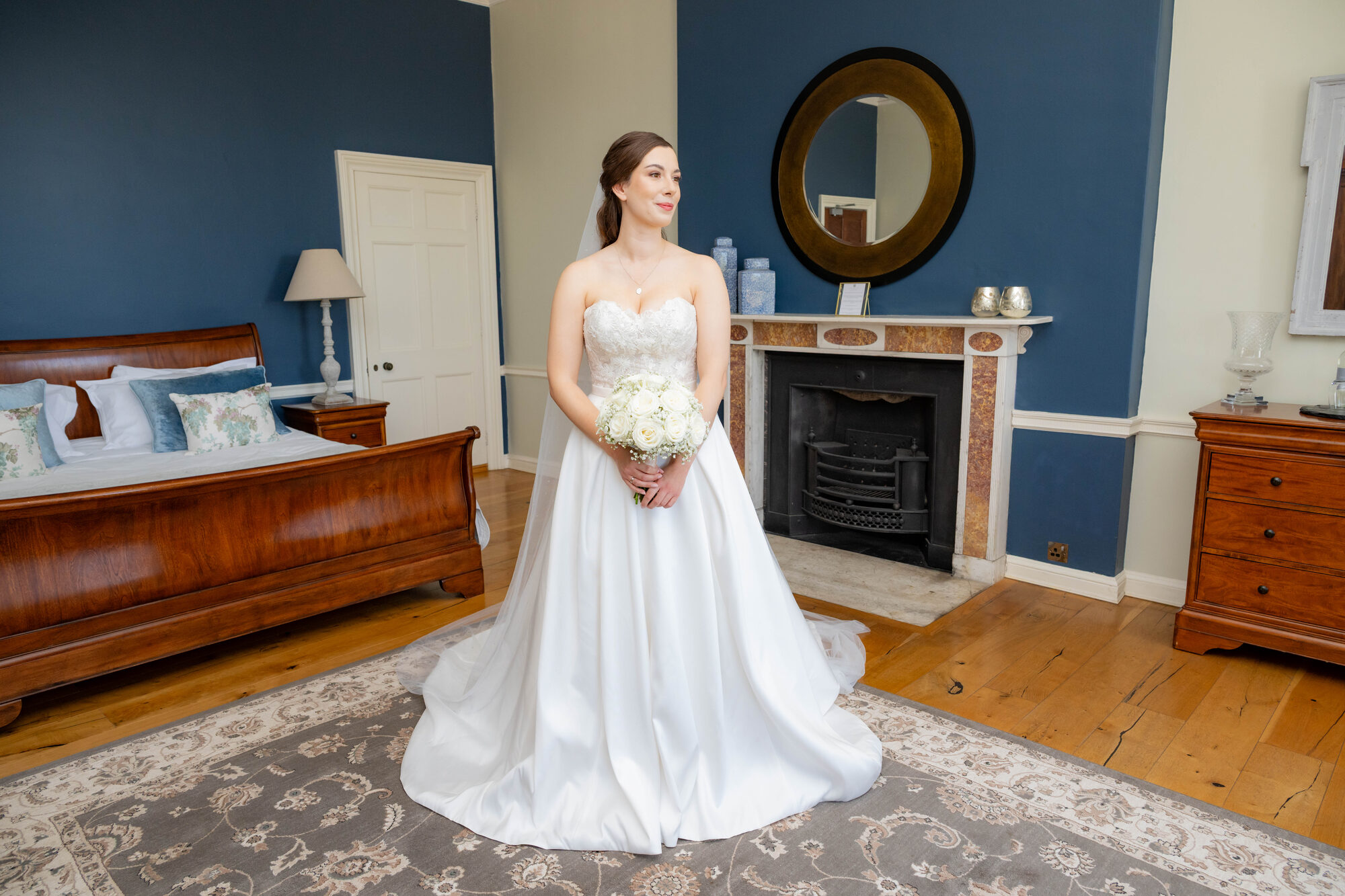 Bride in elegant wedding dress before the ceremony