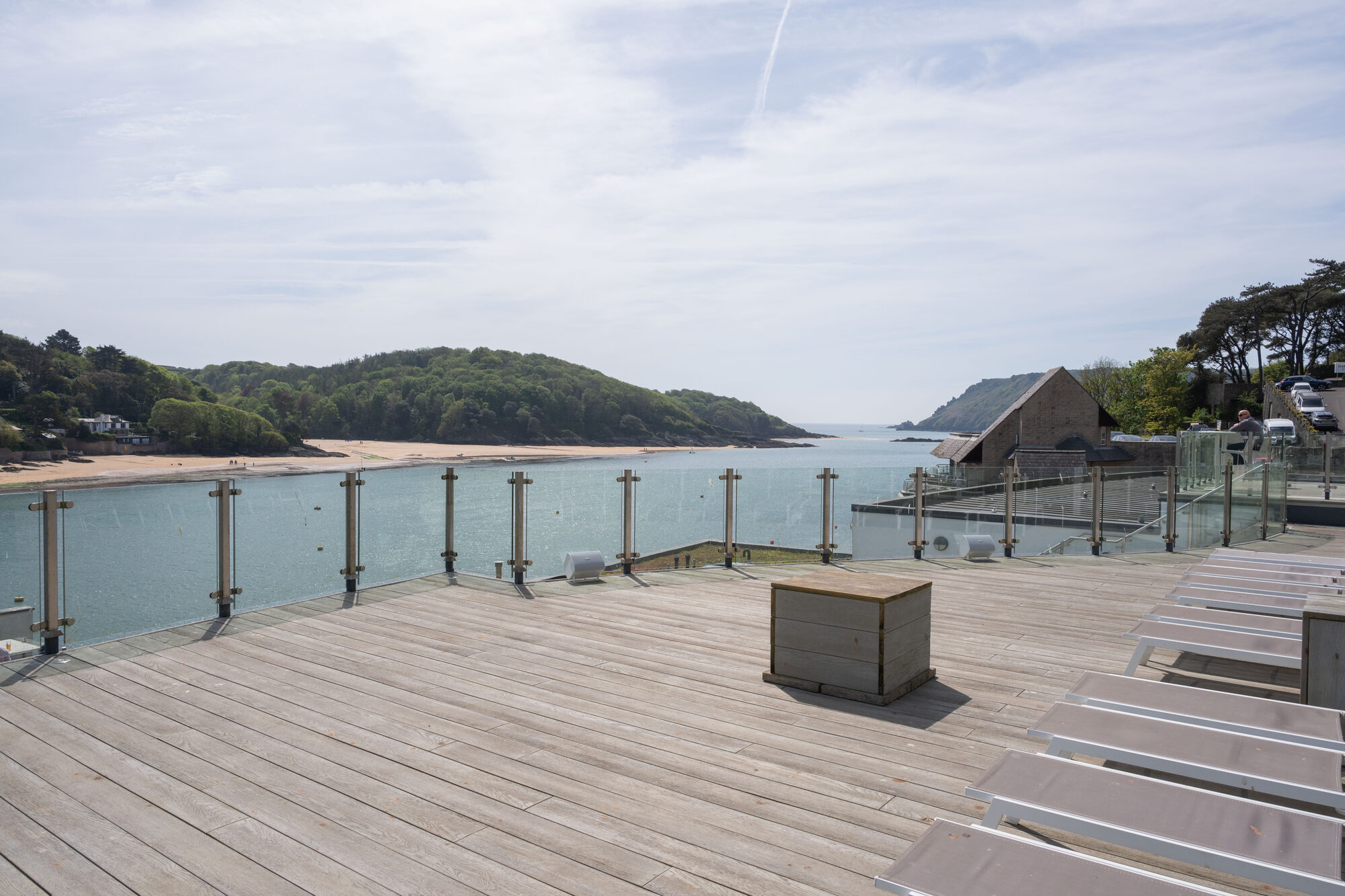 Sun balcony at Salcombe Harbour Hotel overlooking the estuary