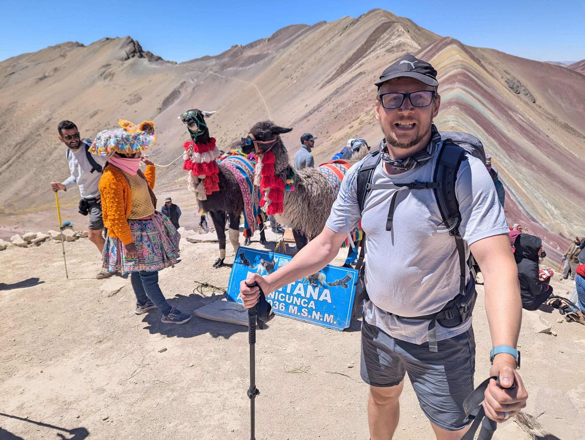 High-altitude walking route towards Rainbow Mountain in Peru
