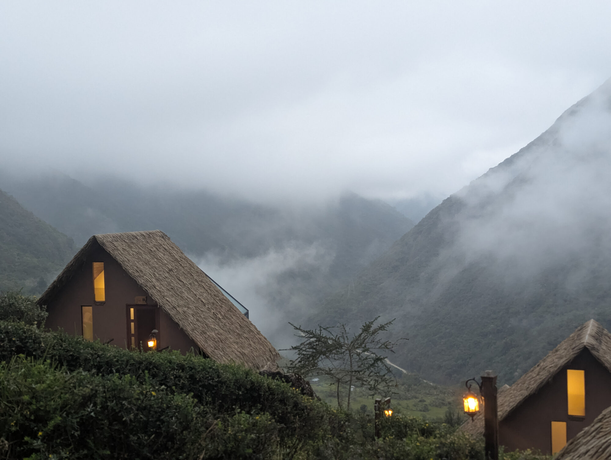 Mist around the mountains during the third day of the Salkantay Trek